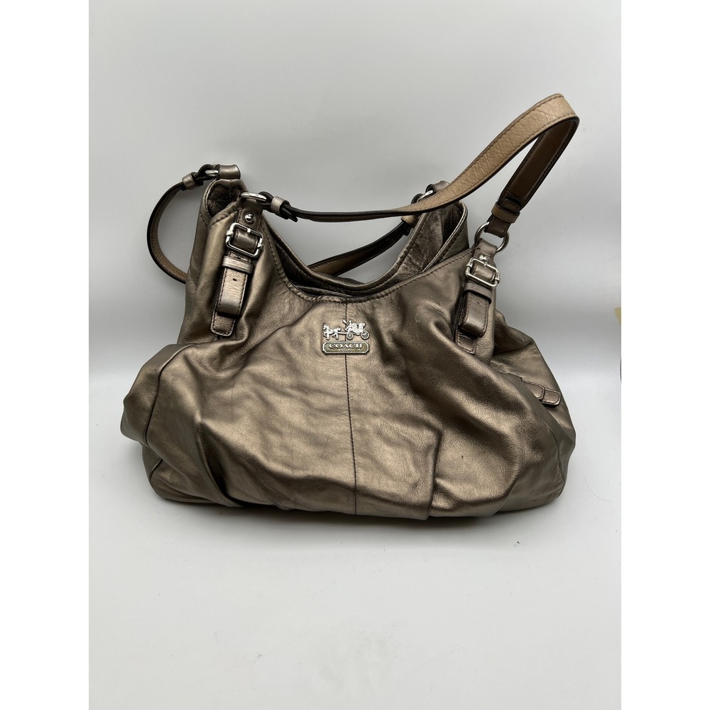 Vintage 90s Coach Madison Maggie Metallic Leather Shoulder Bag 16503 Hobo Purse